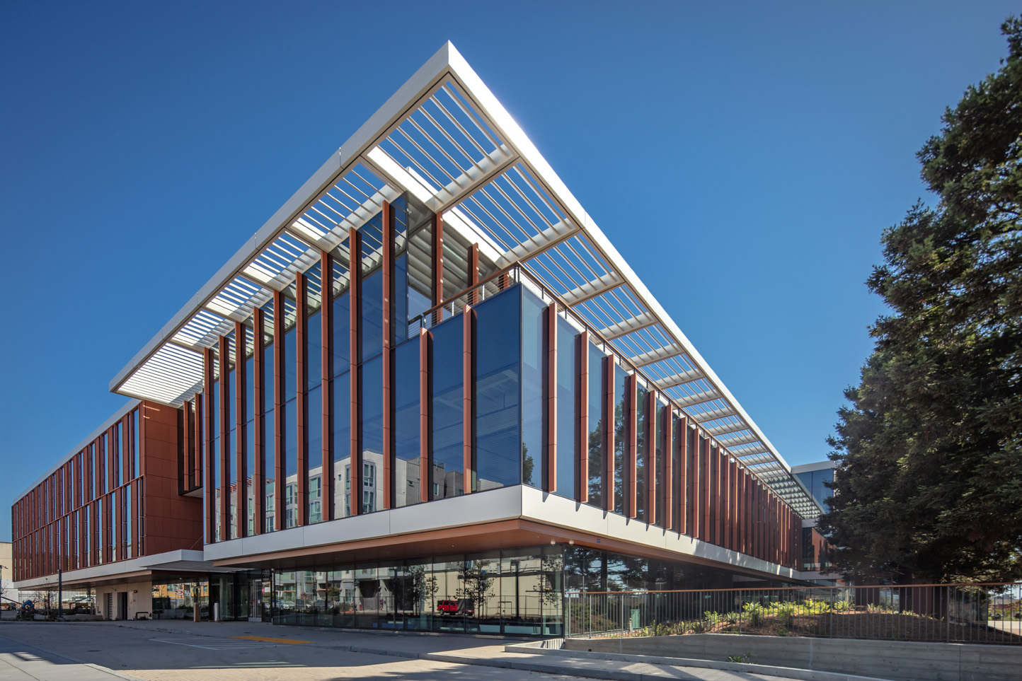 Close up of mesh awning and terracotta detail